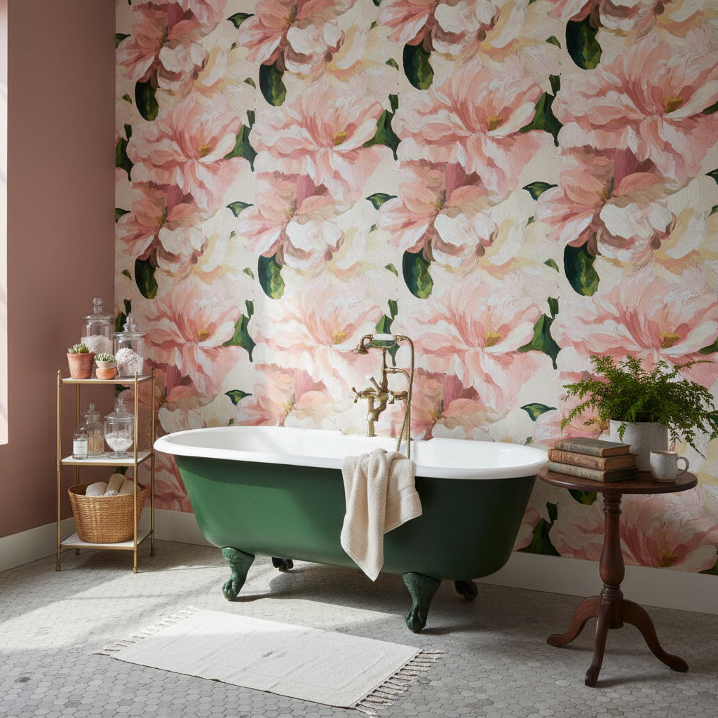 Floral Wallpaper Pink Modern Decorative Mural