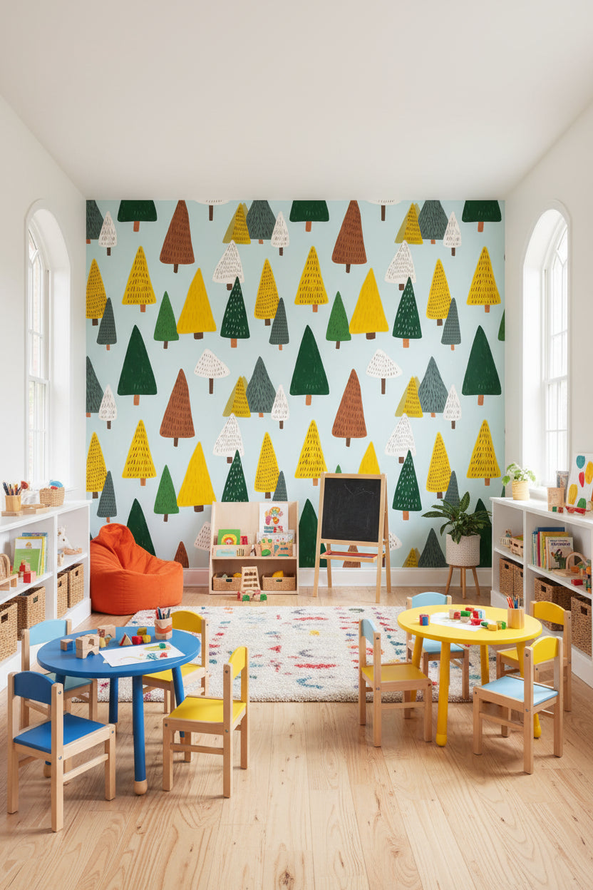 Trees Wallpaper Abstract Mural Modern Wall Decor