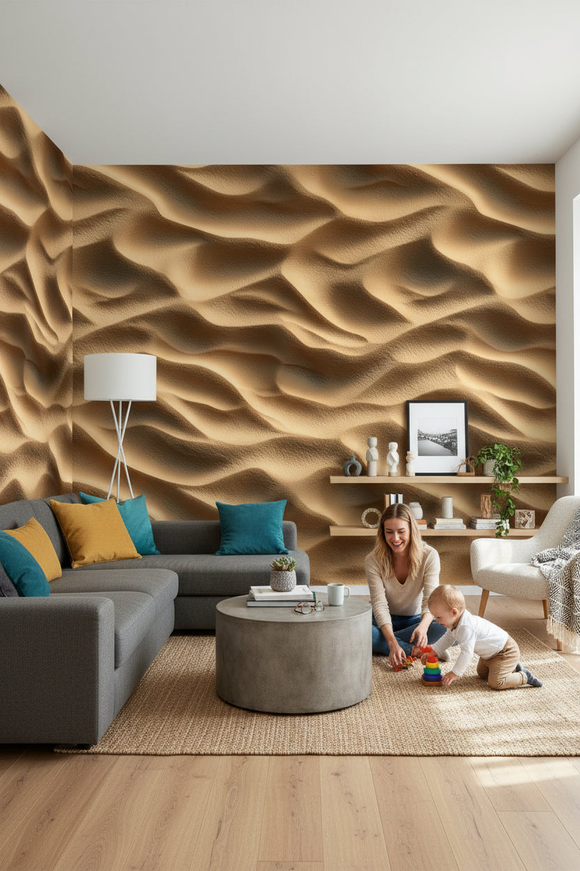 Golden Look Sand Dune Abstract 3D Wallpaper
