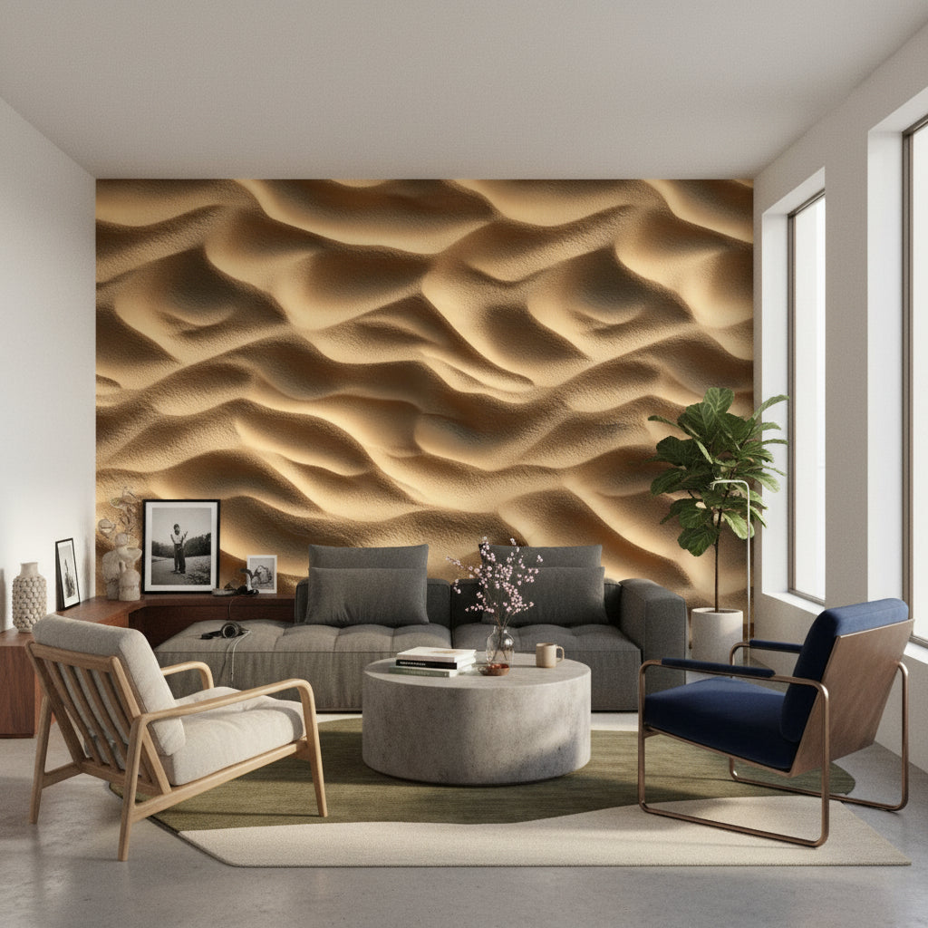 Golden Look Sand Dune Abstract 3D Wallpaper