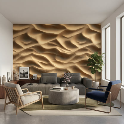 Golden Look Sand Dune Abstract 3D Wallpaper
