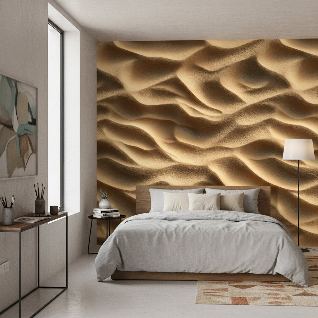 Golden Look Sand Dune Abstract 3D Wallpaper
