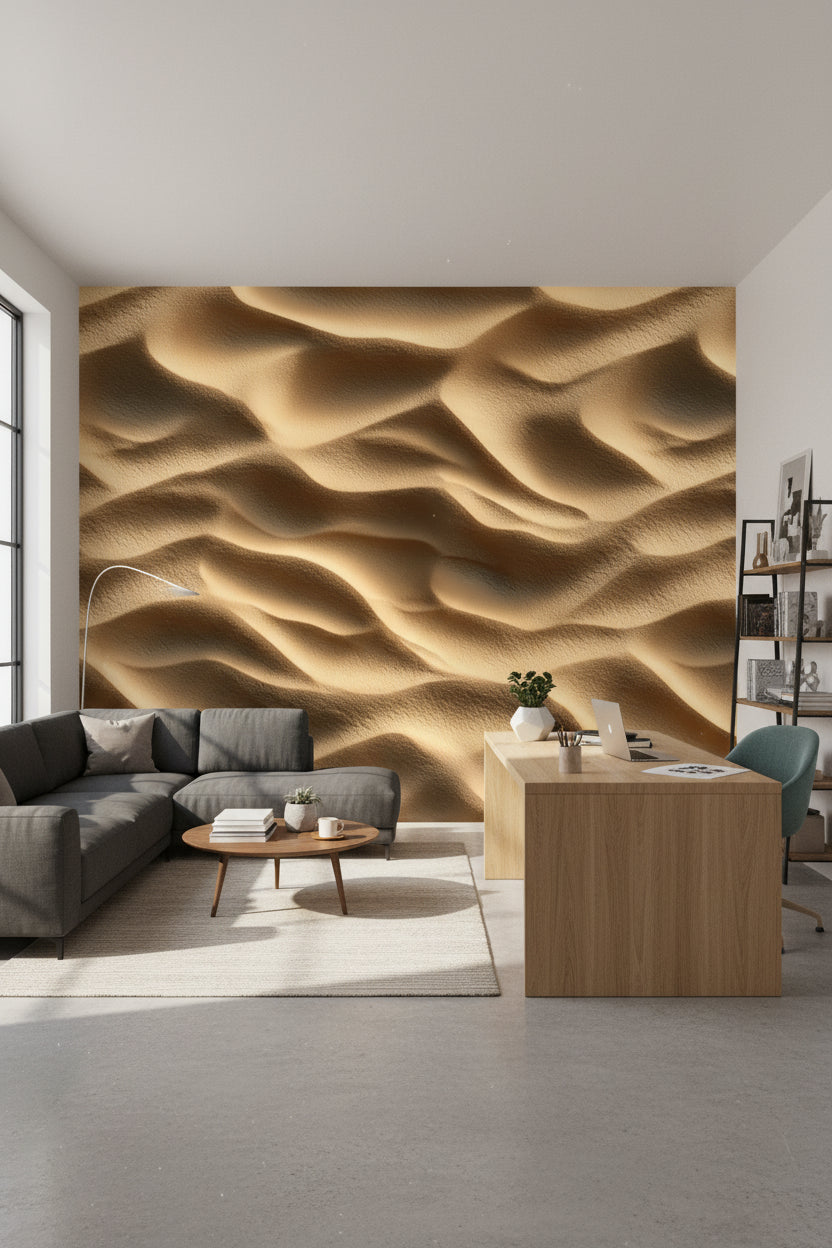 Golden Look Sand Dune Abstract 3D Wallpaper