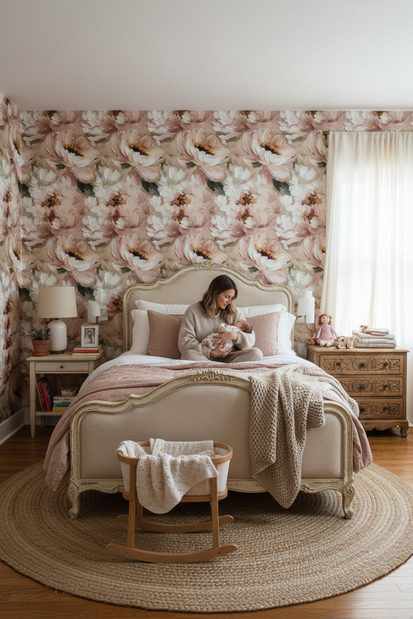 Floral Wallpaper Pink Abstract Removable Wall Decor