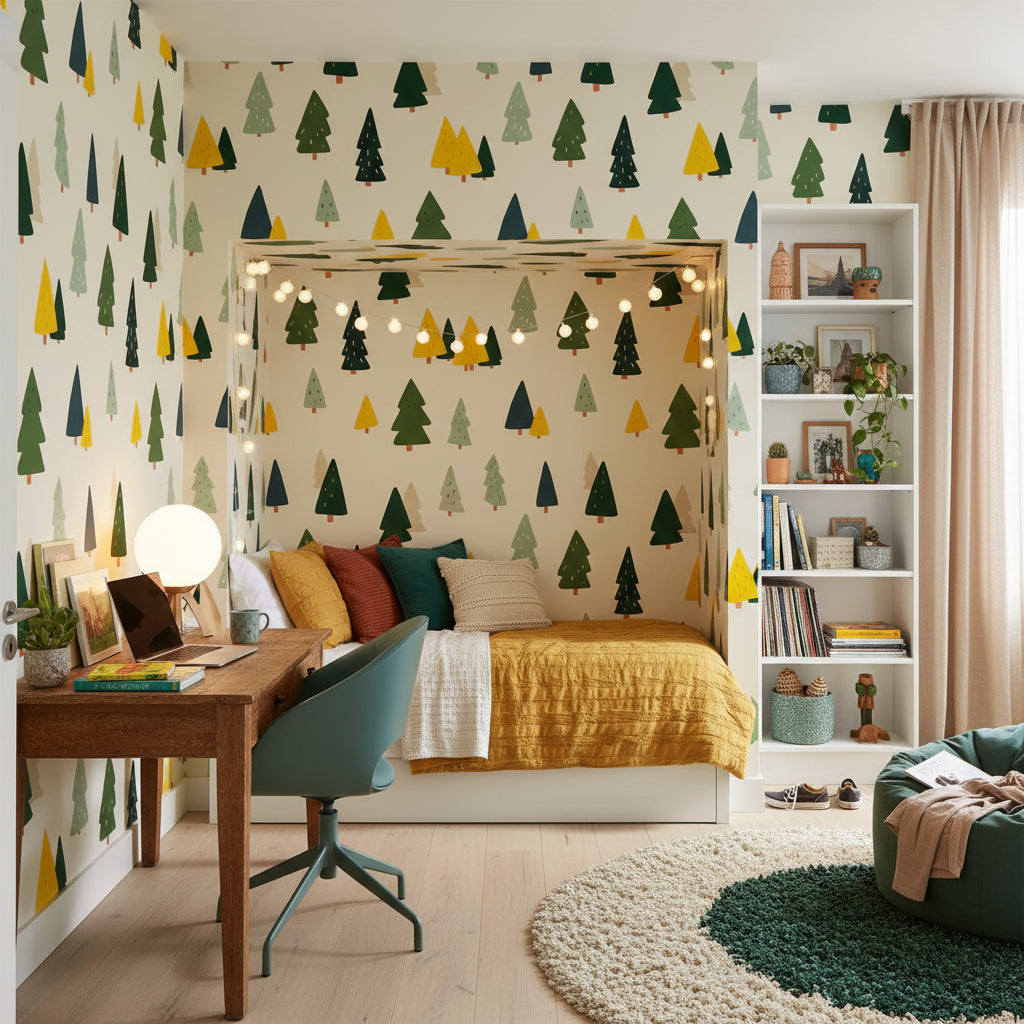 Shades Of Green Wallpaper Abstract Pattern Modern Wall Decor