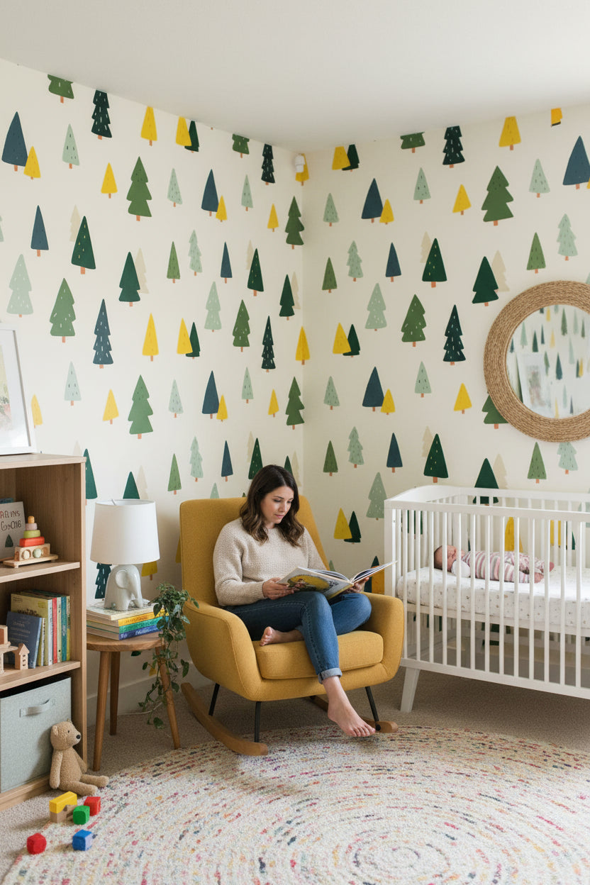 Shades Of Green Wallpaper Abstract Pattern Modern Wall Decor