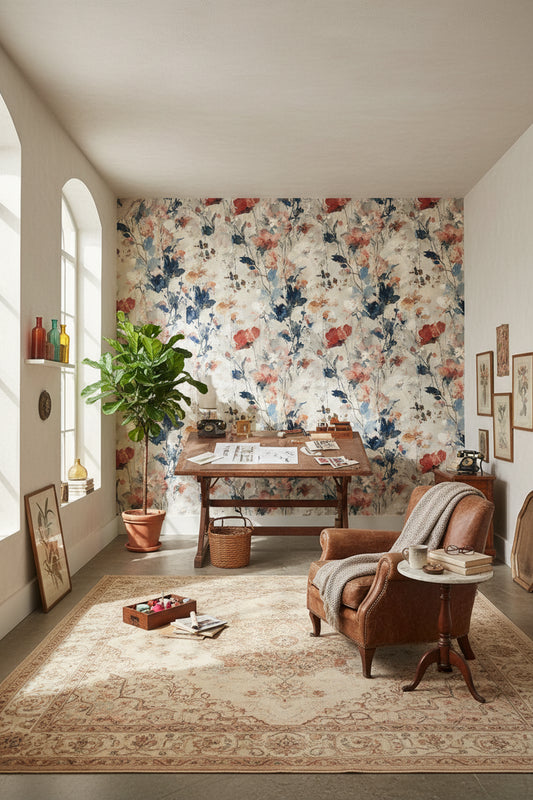 Floral Wallpaper Abstract Mural Vintage Wall Decor