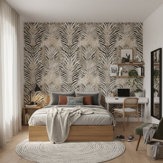 Animal Print Wallpaper Zebra Beige Wall Decor