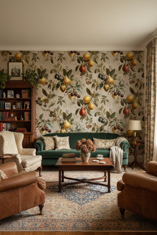 Fruits Wallpaper Vintage Floral Decorative Mural