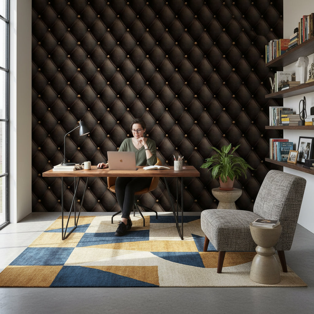 Tufted Wallpaper Leather Geometric Wall Decor