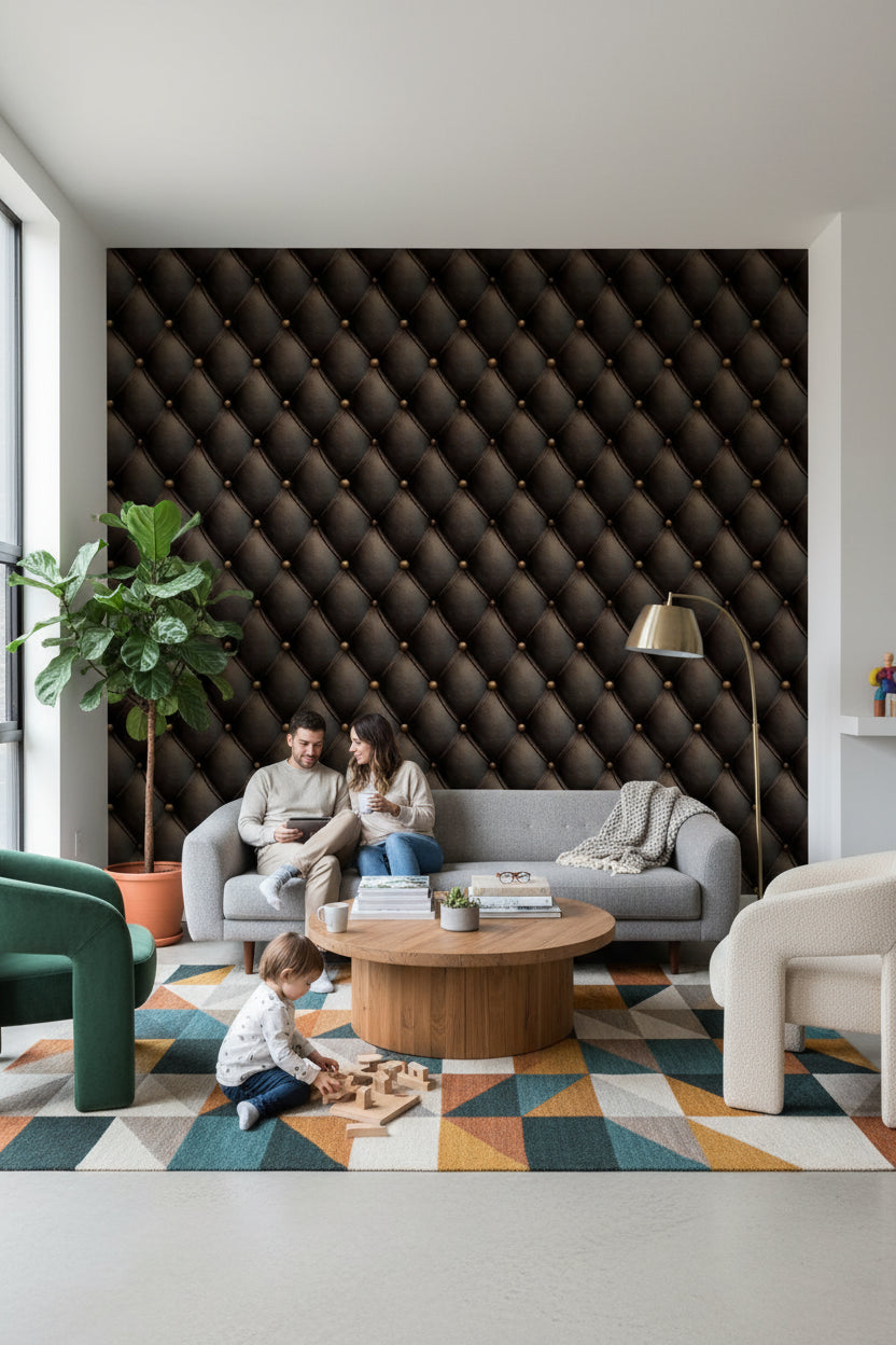 Tufted Wallpaper Leather Geometric Wall Decor