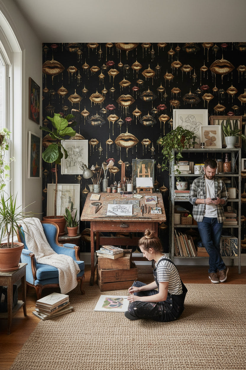 Solid Black Wallpaper Modern Elegant Wall Mural