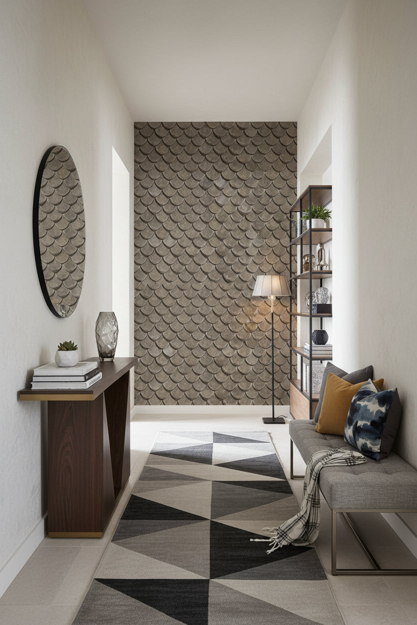 Scales Wallpaper Geometric Rustic Wall Decor