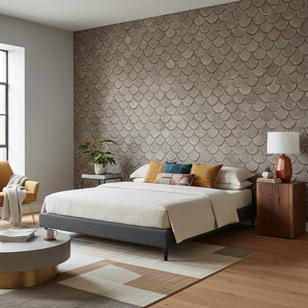 Scales Wallpaper Geometric Rustic Wall Decor