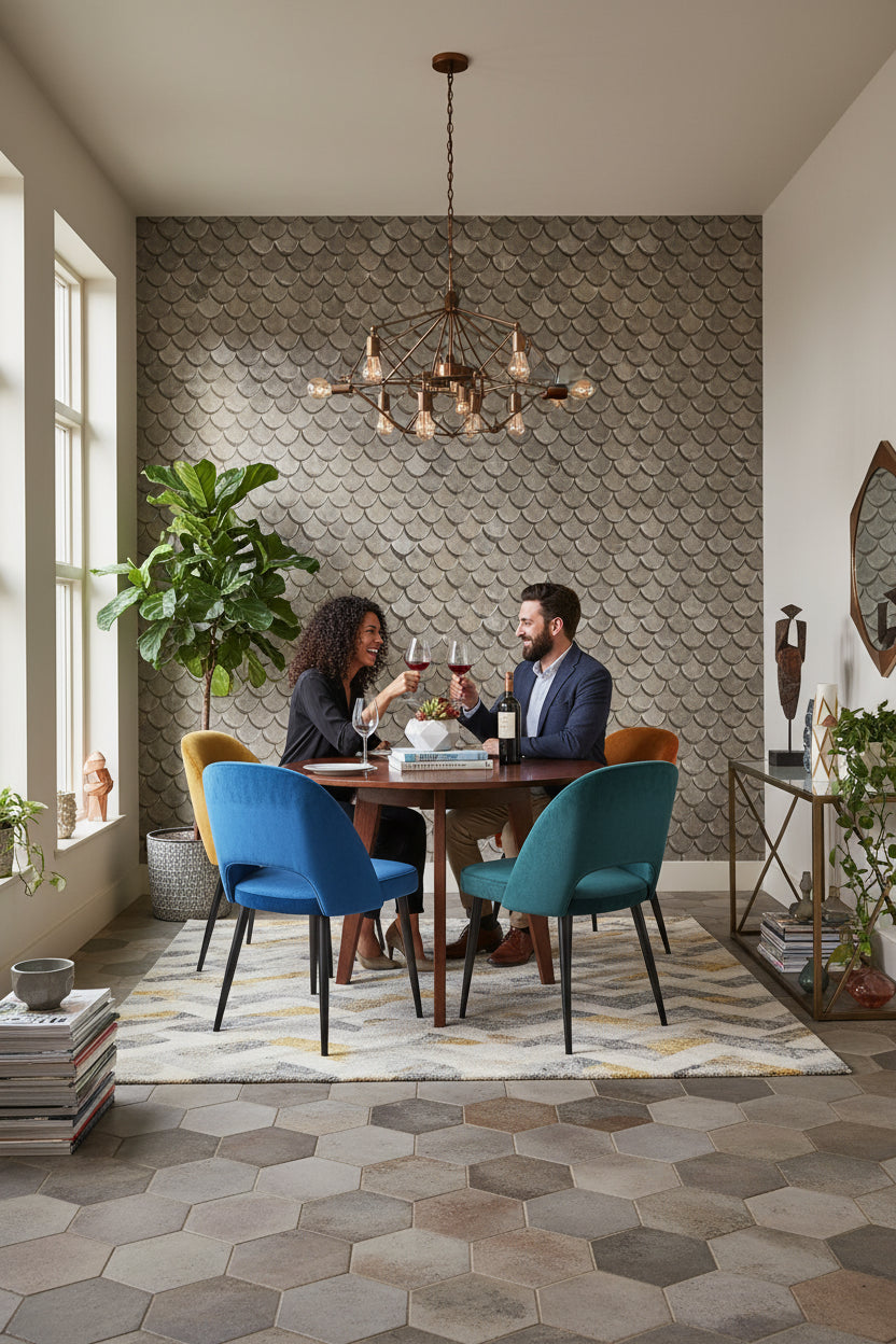 Scales Wallpaper Geometric Rustic Wall Decor