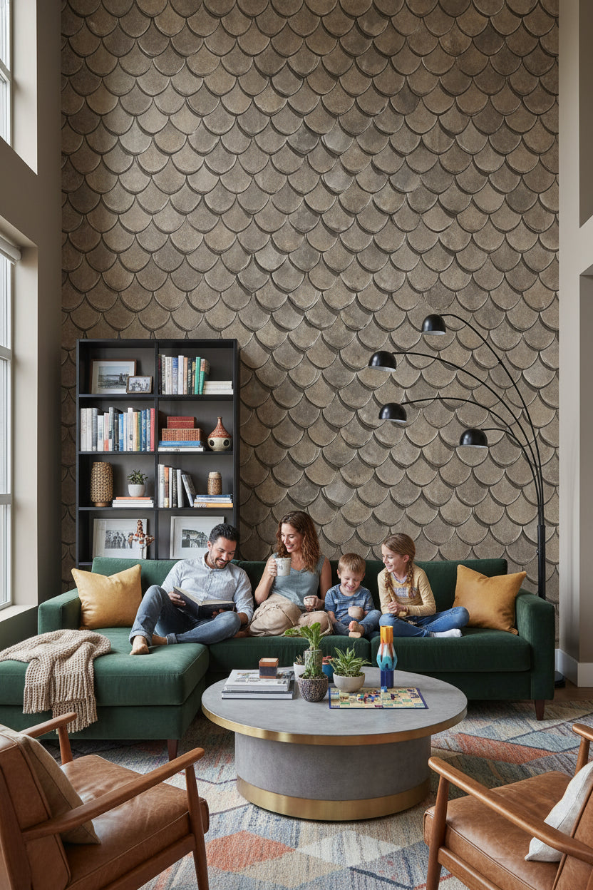 Scales Wallpaper Geometric Rustic Wall Decor