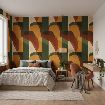 Retro Earth Tones Abstract Geometric Wallpaper