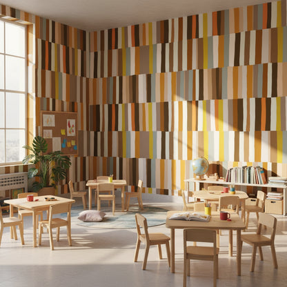 Warm Earth Tones Striped Geometric Wallpaper