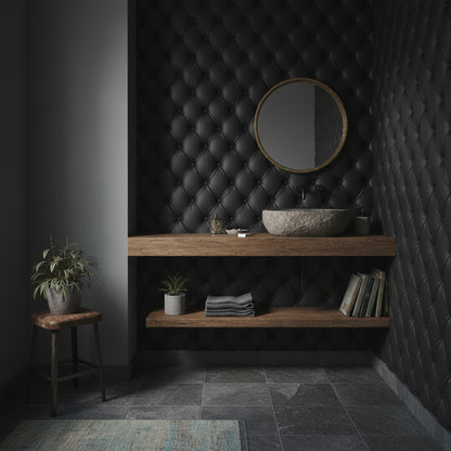 Charcoal Black Quilted Pattern Wallpaper