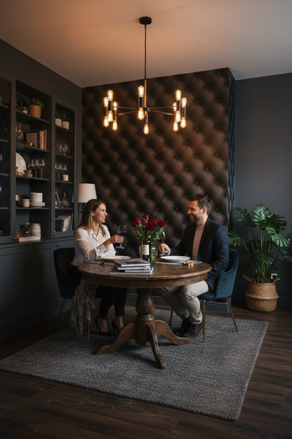 Charcoal Black Quilted Pattern Wallpaper