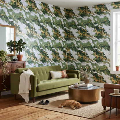 Forest Green Abstract Botanical Wallpaper