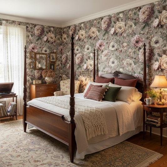 Floral Wallpaper Vintage Mural Beige Wall Decor