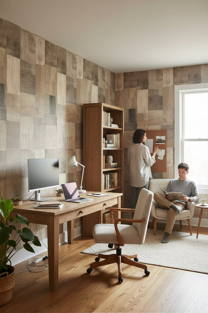 Natural Wood Patchwork Texture Wallpaper