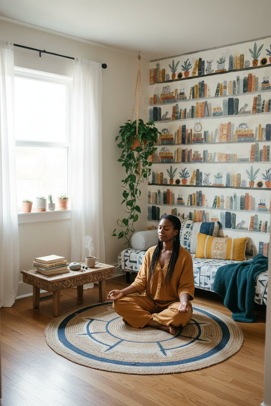 Bookshelf Wallpaper Abstract Colorful Wall Decor