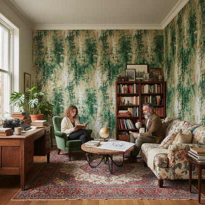 Emerald Green Textured Abstract Wallpaper