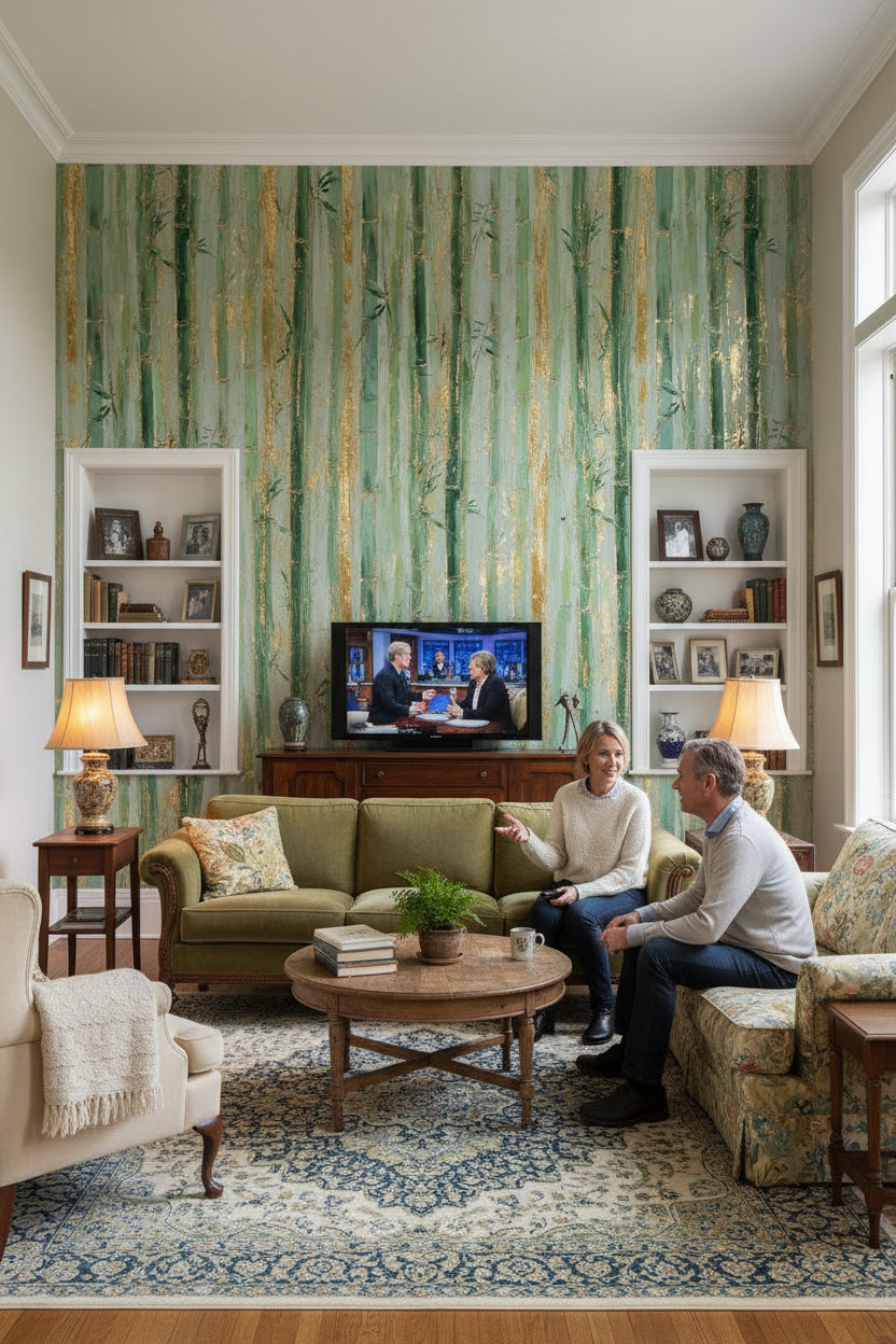 Muted Green Wallpaper Shades Of Green Removable Bamboo Wall Mural