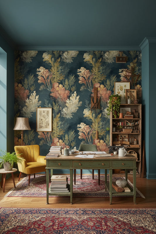 Botanical Wallpaper Vintage Abstract Wall Mural