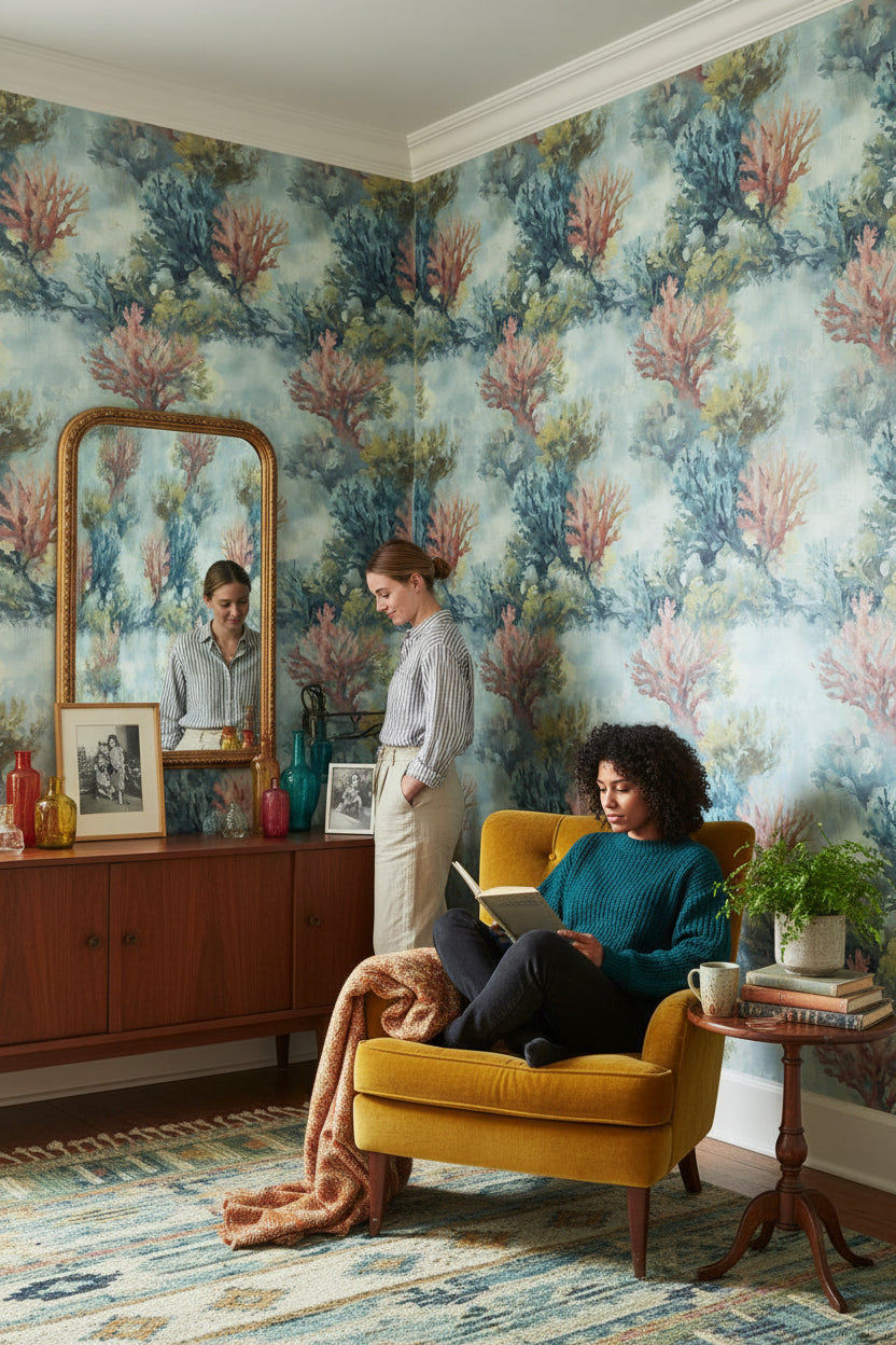 Floral Wallpaper Bohemian Abstract Removable Wall Decor