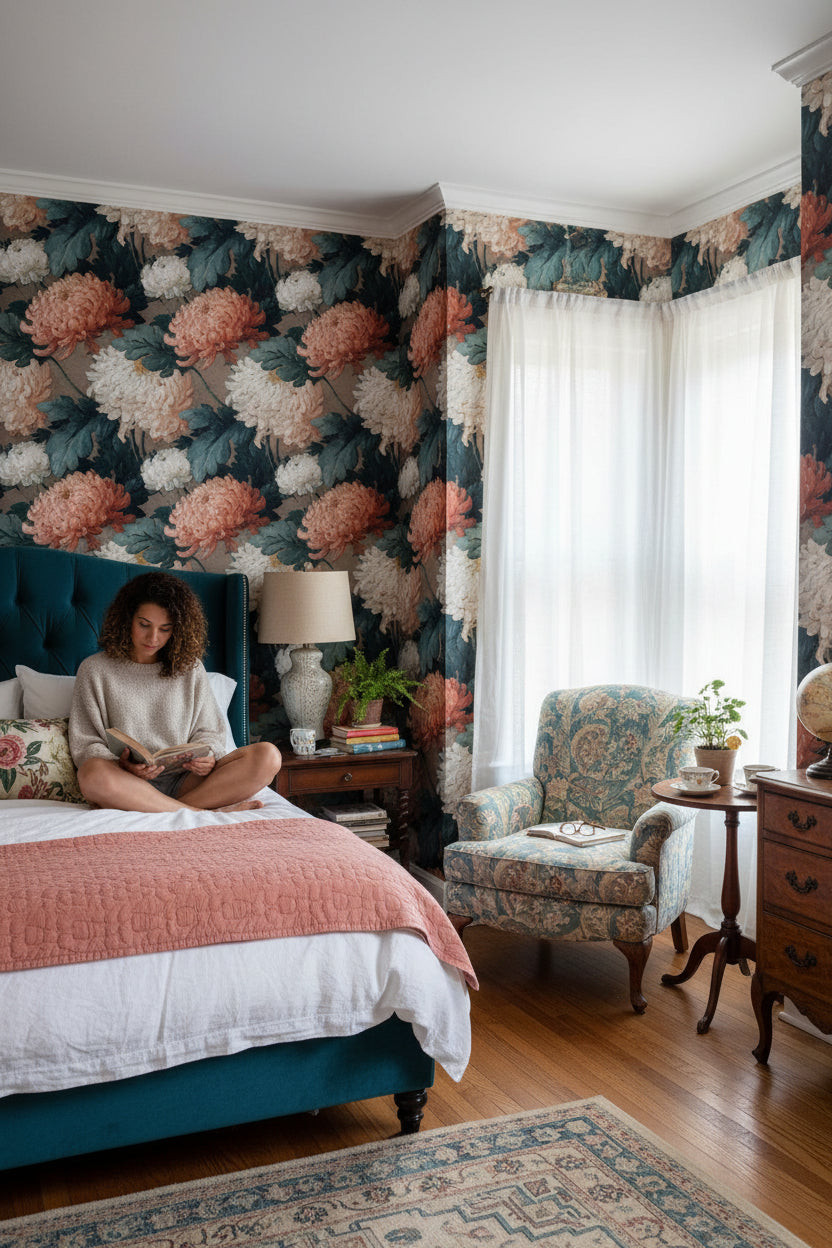 Floral Wallpaper Vintage Classic Wall Mural