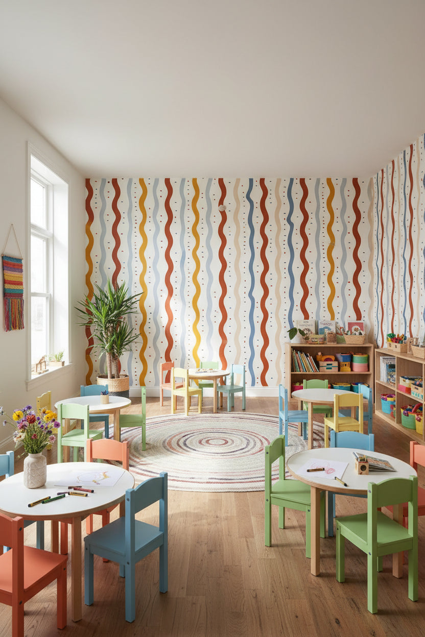 Wavy Wallpaper Abstract Mural Modern Wall Decor