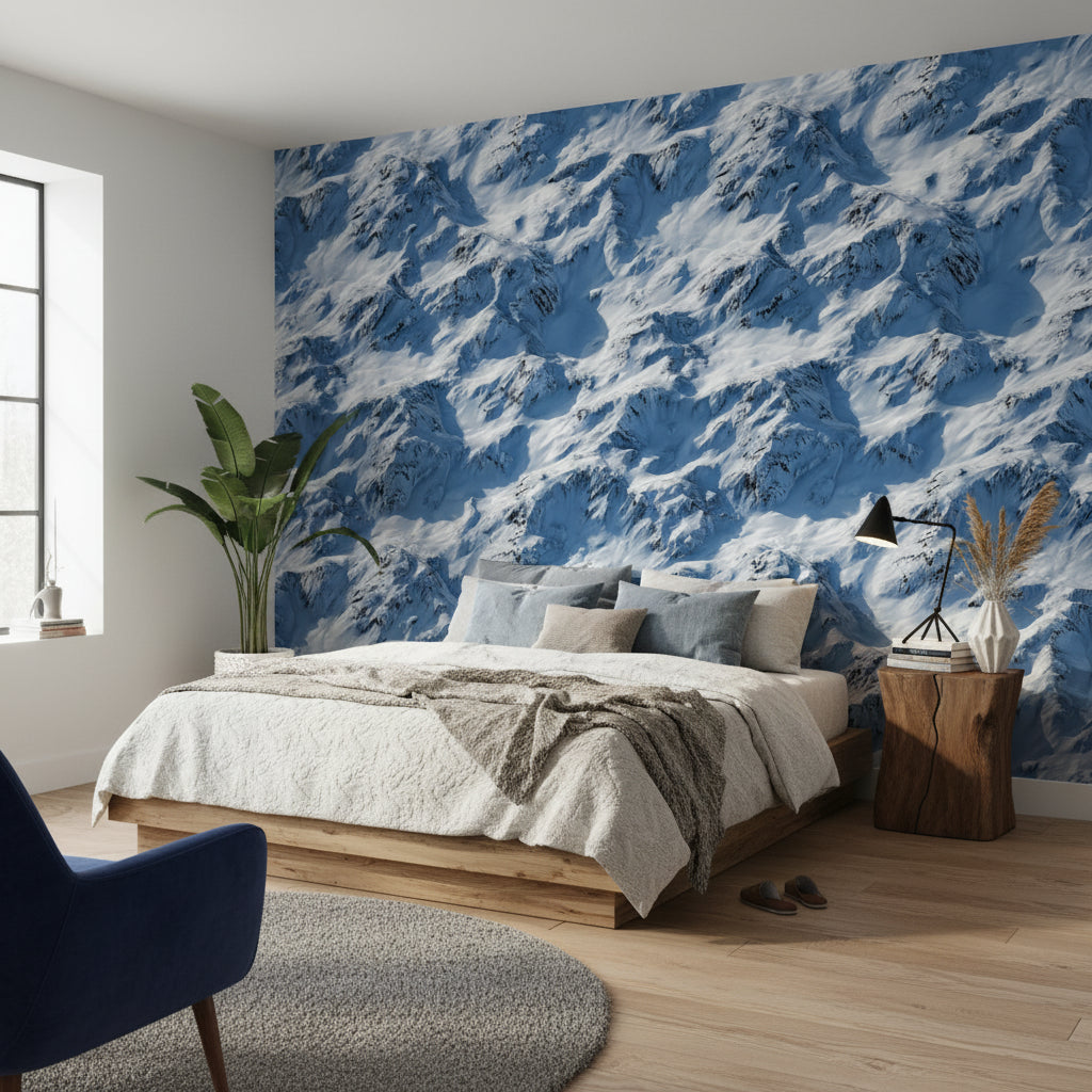 Blue and White Abstract Mountain Wallpaper