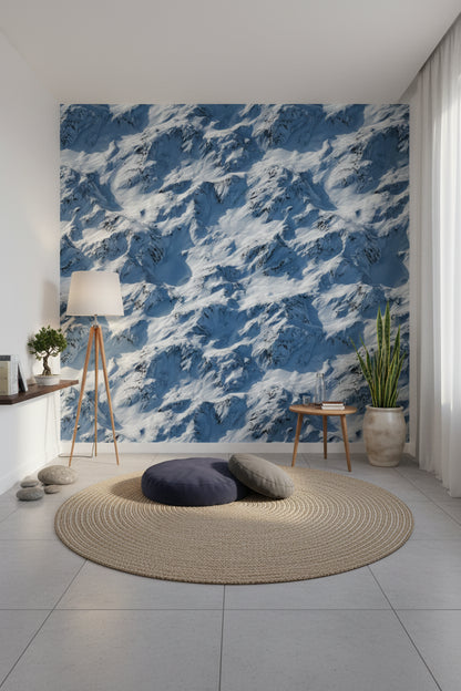 Blue and White Abstract Mountain Wallpaper
