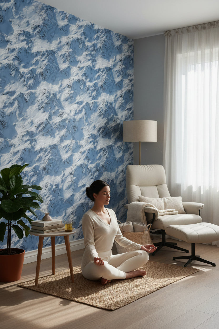 Mountains Wallpaper Snow Winter Removable Wall Decor