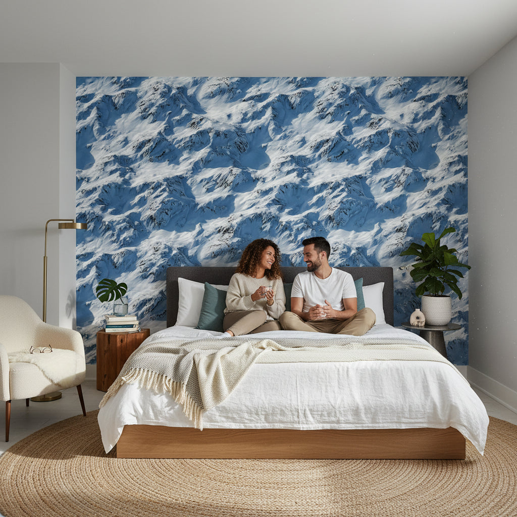 Mountains Wallpaper Snow Winter Removable Wall Decor