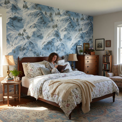 Azure Blue Snowy Mountain Landscape Wall Mural