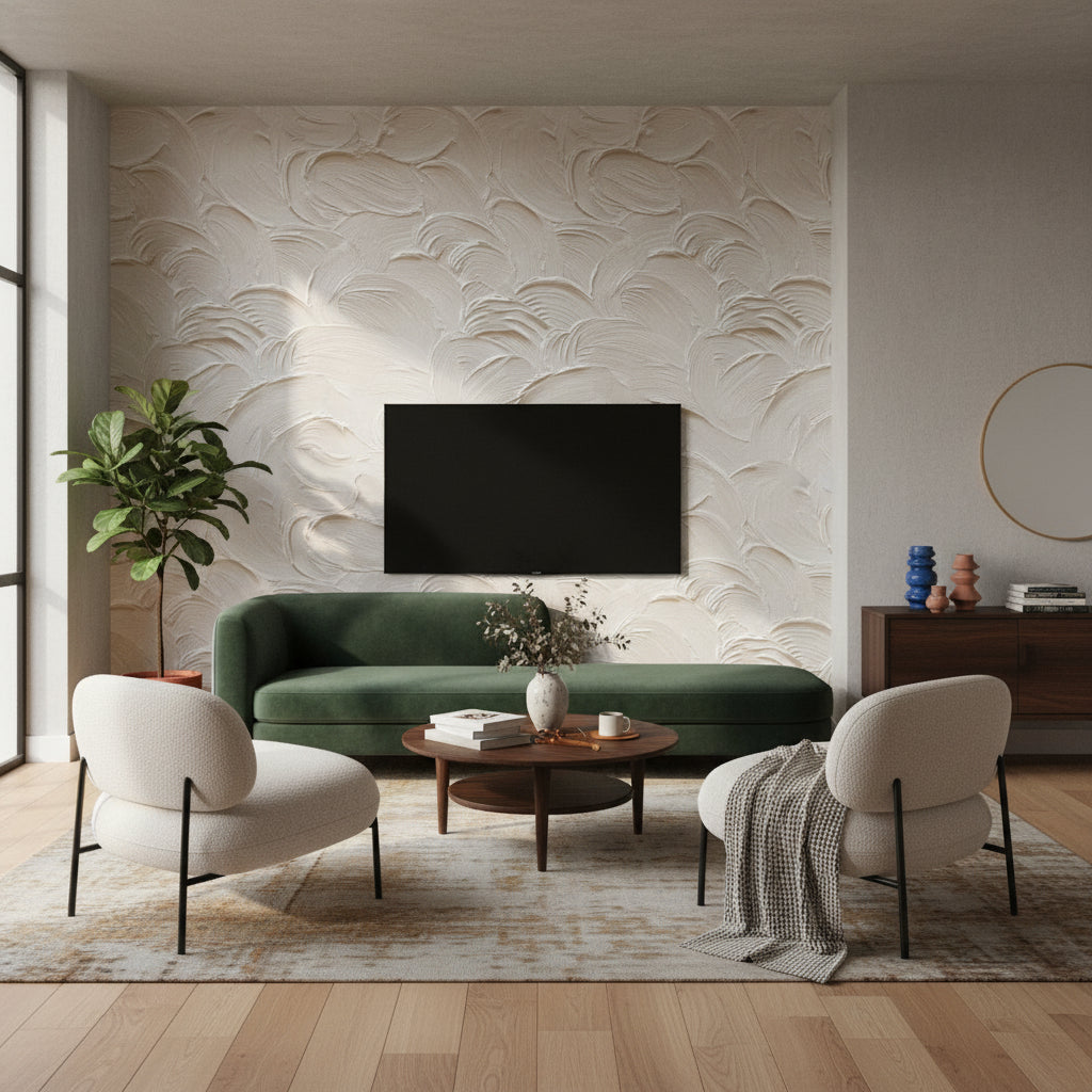 Cream Abstract Textured Swirl Wallpaper