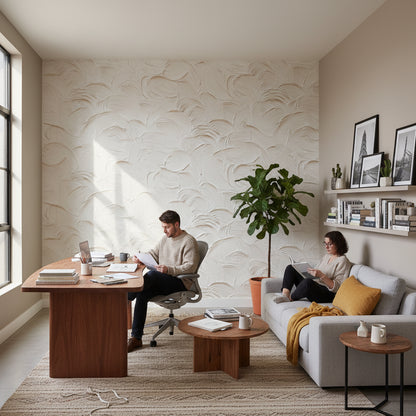 Cream Abstract Textured Swirl Wallpaper