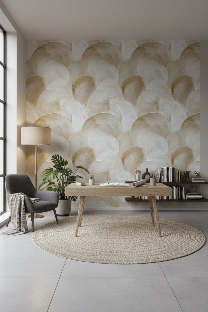 Textured Wallpaper Beige Modern Removable Wall Decor