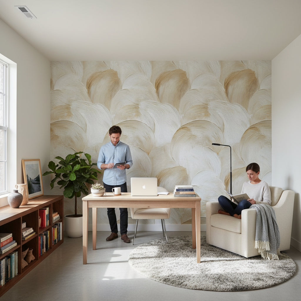 Textured Wallpaper Beige Modern Removable Wall Decor