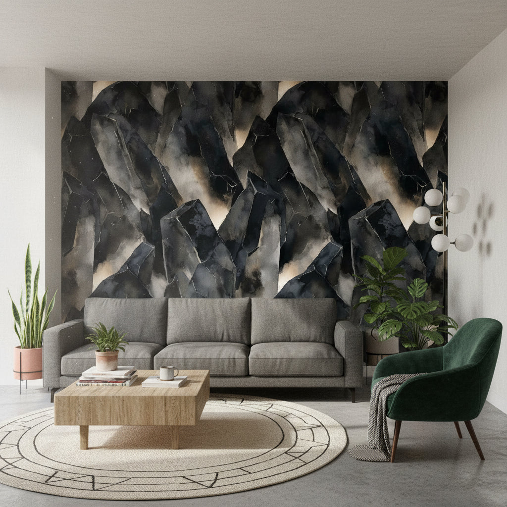 Charcoal Black Abstract Geometric Wallpaper