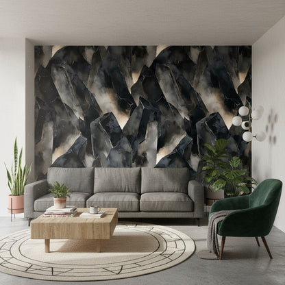 Charcoal Black Abstract Geometric Wallpaper