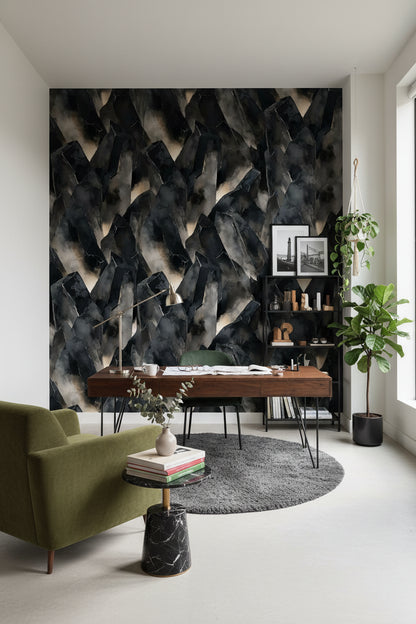 Charcoal Black Abstract Geometric Wallpaper