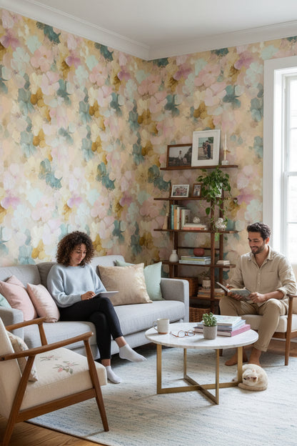 Pastel Vintage Floral Pattern Wallpaper