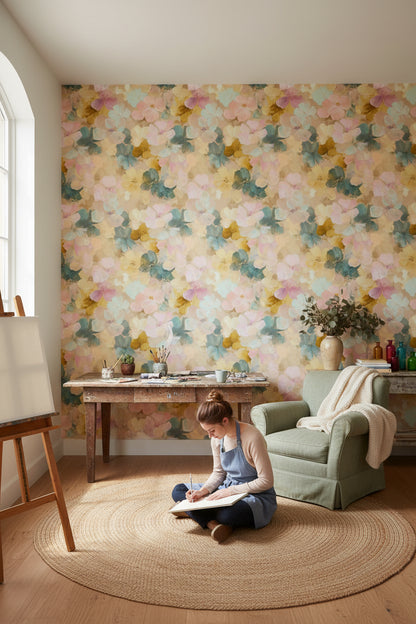 Pastel Vintage Floral Pattern Wallpaper