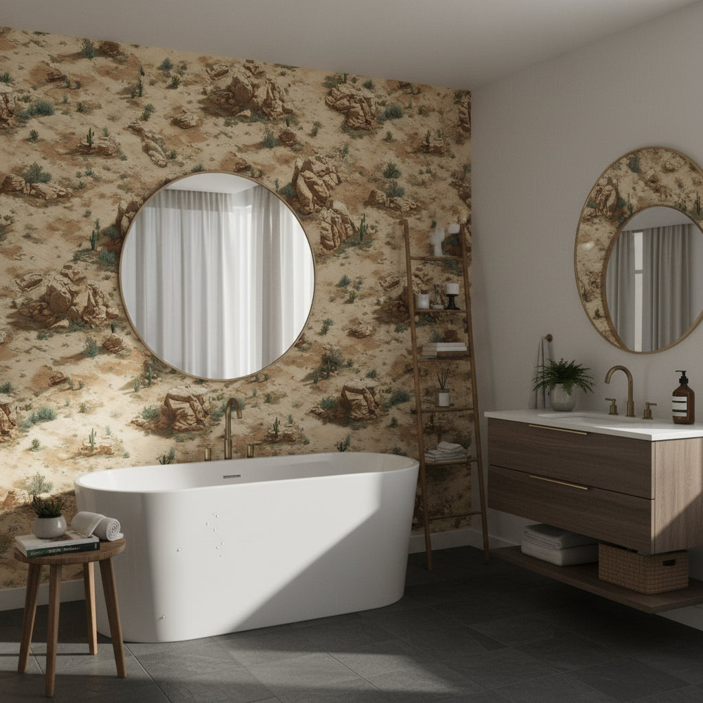 Desert Wallpaper Geometric Cacti Wall Mural