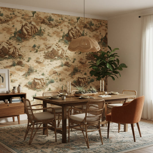 Desert Wallpaper Geometric Cacti Wall Mural